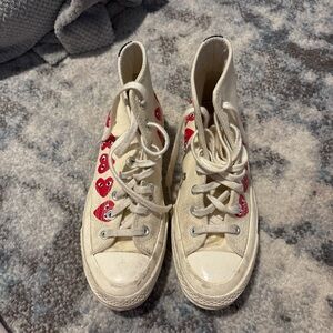 Converse High-Top Sneakers with Red Heart Accents